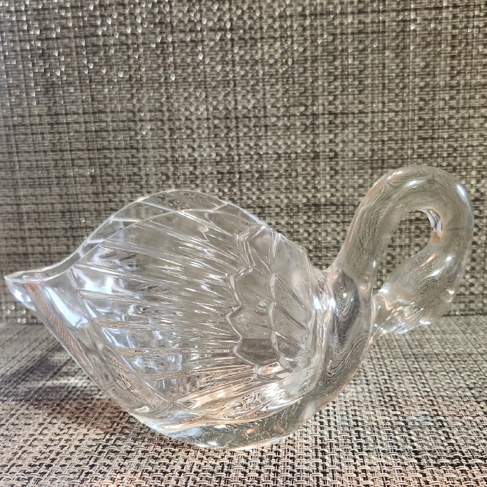 Vintage Cristal D'arques Lead Crystal Swan Bowl Candy Dish